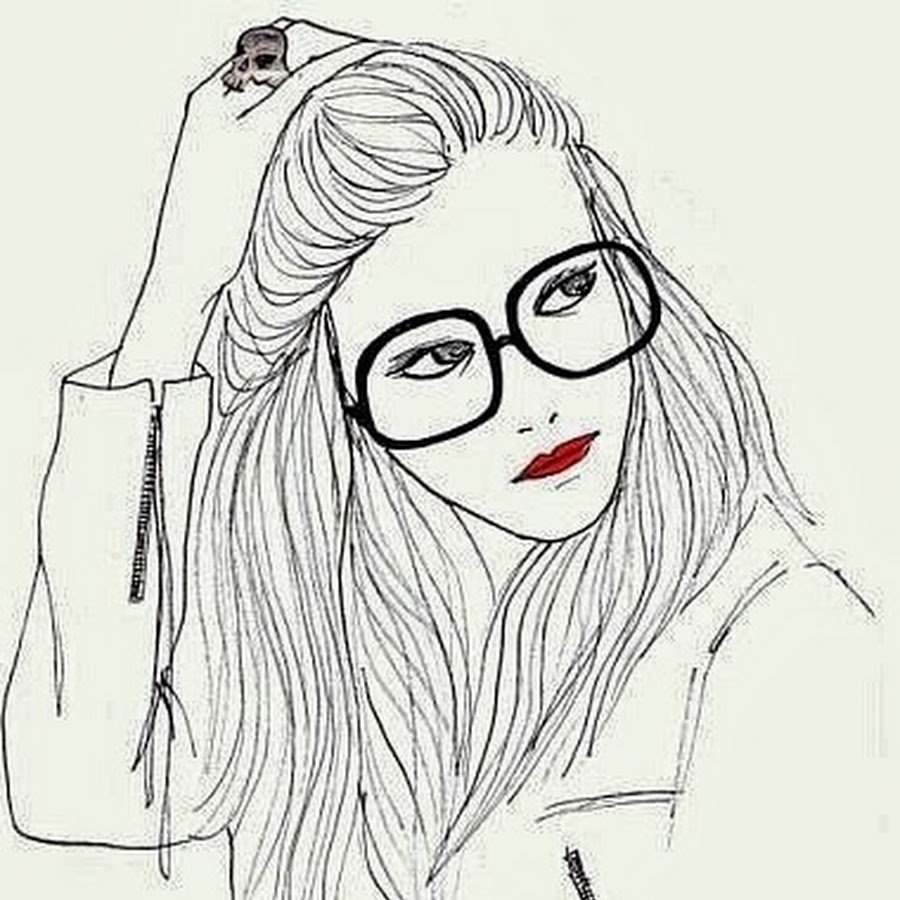 Рисунки для срисовки девочка в очках