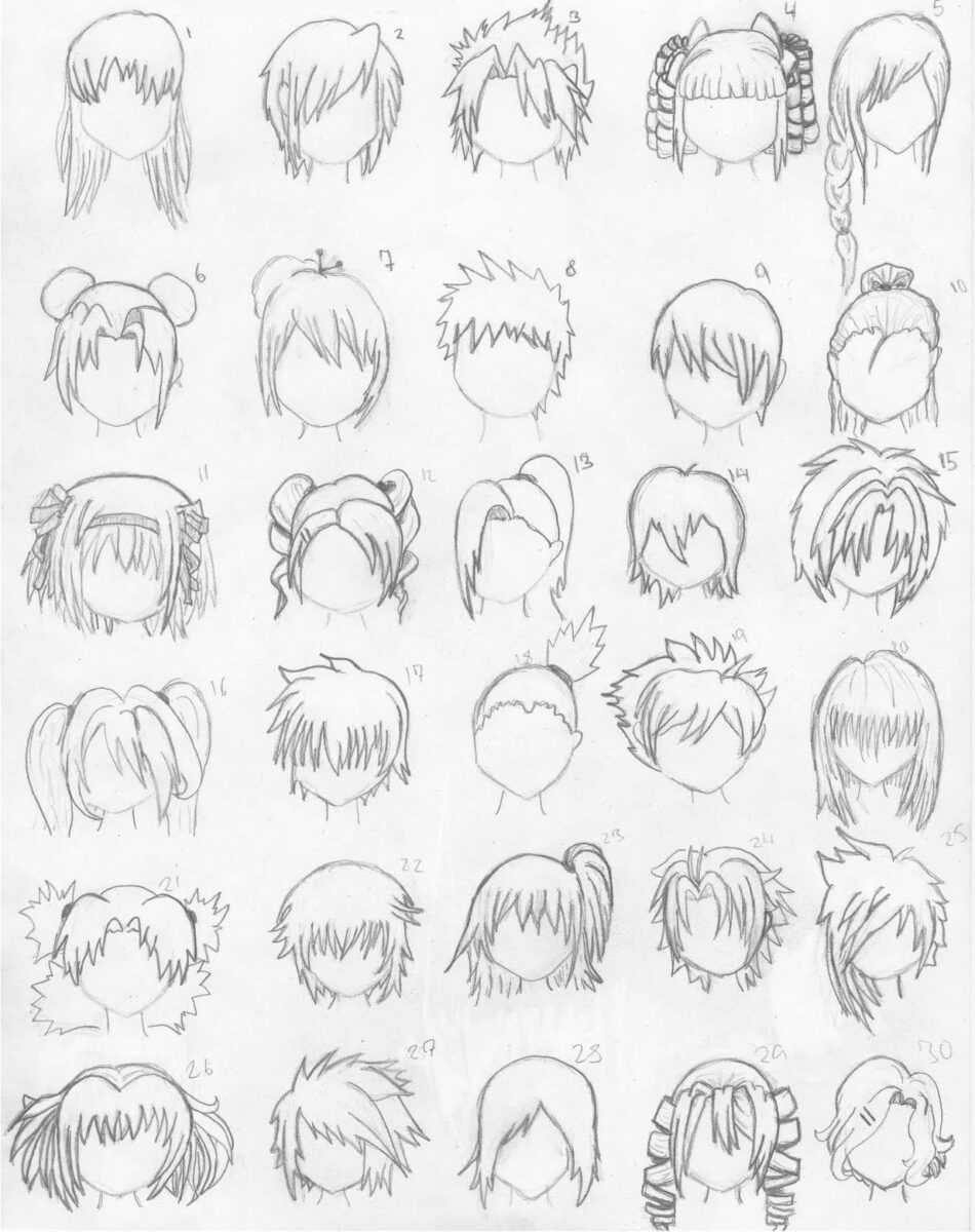 Причёски для рисования аниме