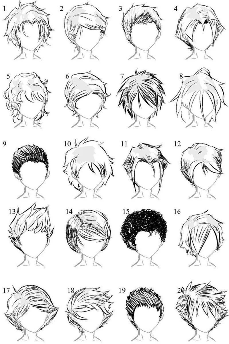 Референсы волос аниме мужские
