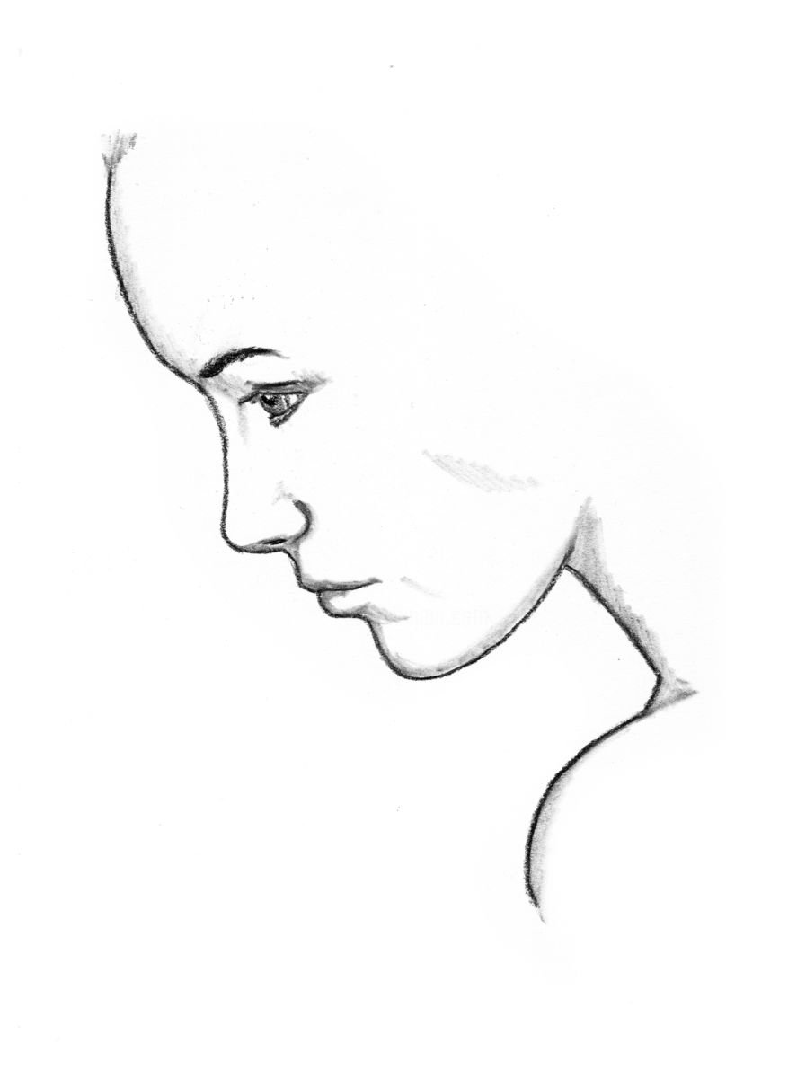 Женский профиль карандашом