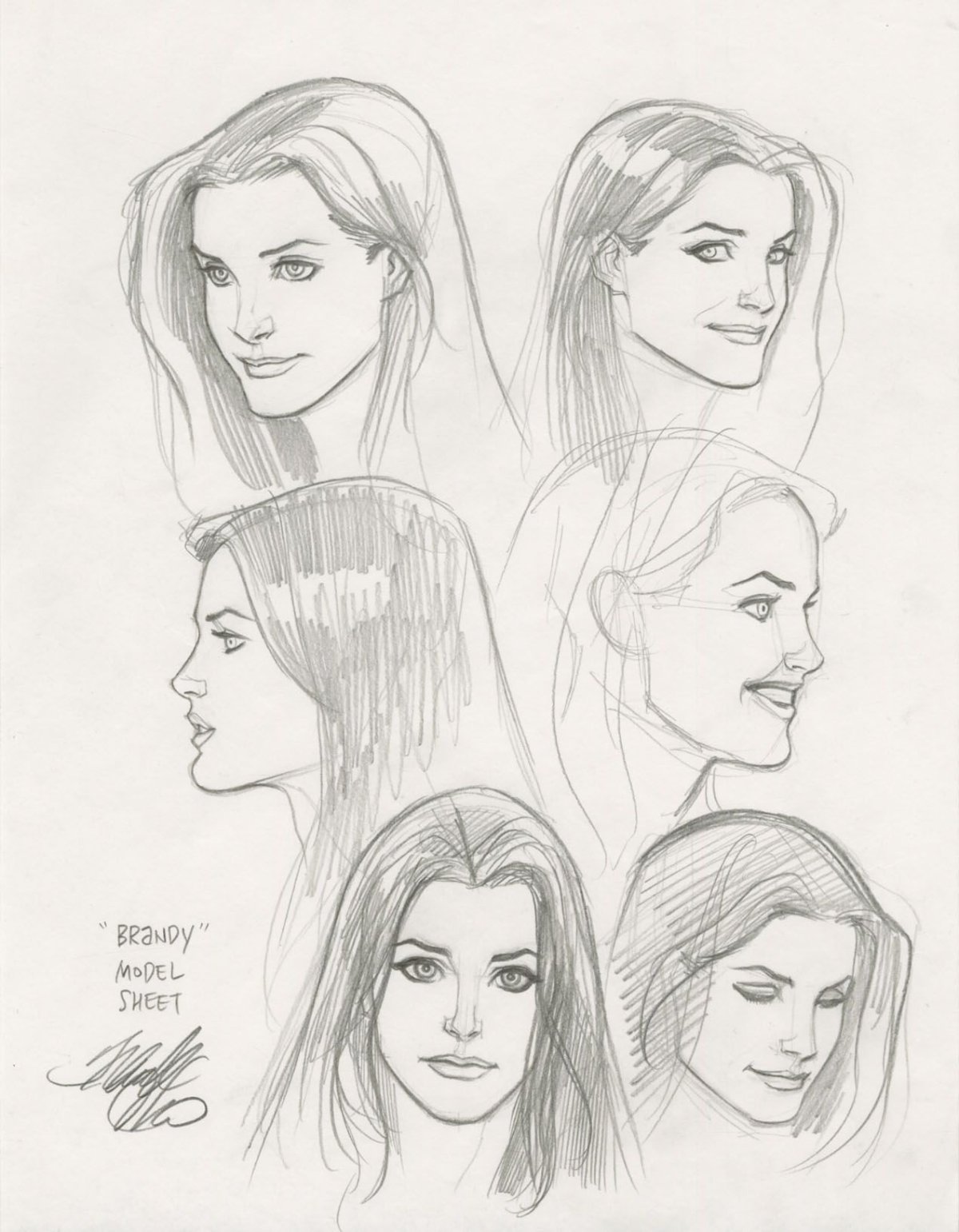 Рисунок женской головы в разных ракурсах
