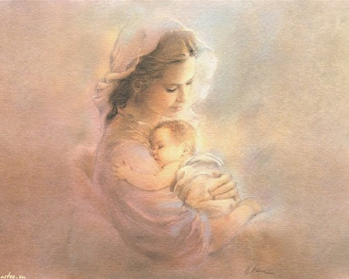 Мама с младенцем на руках рисунок