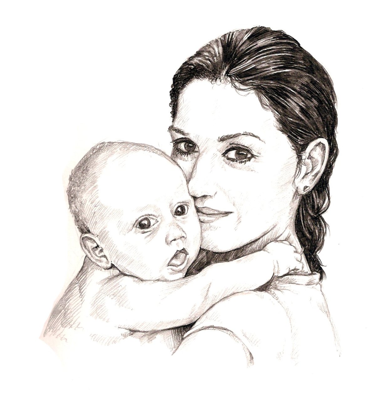 Как нарисовать маму с младенцем