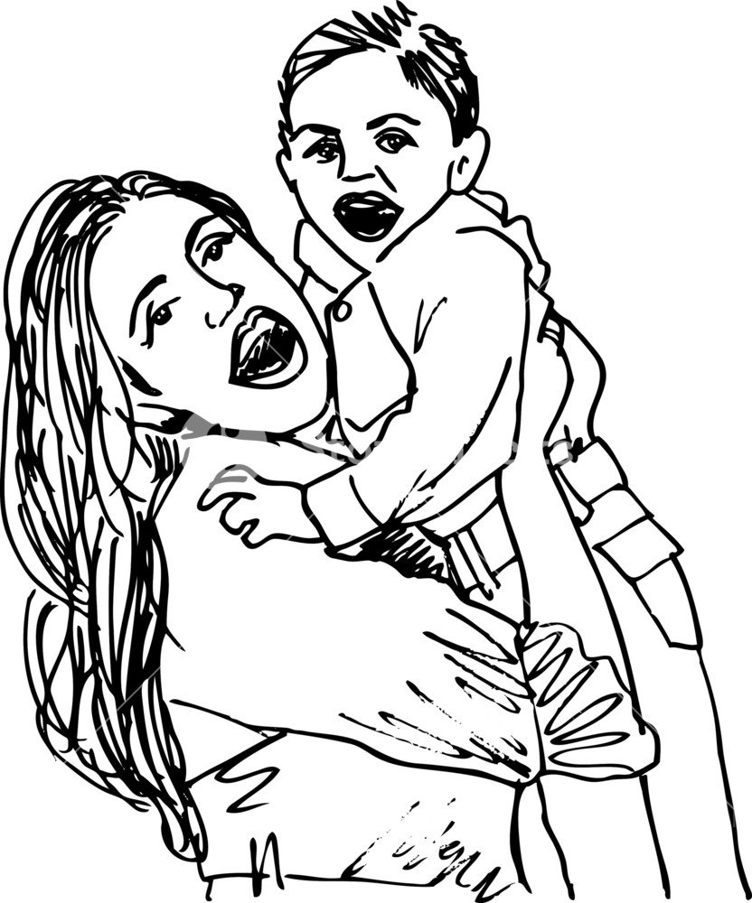 Векторное изображение мать и сын