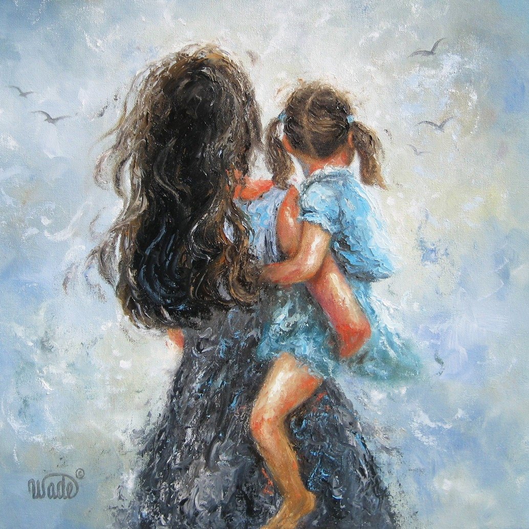 Девушка с ребенком рисунок арт
