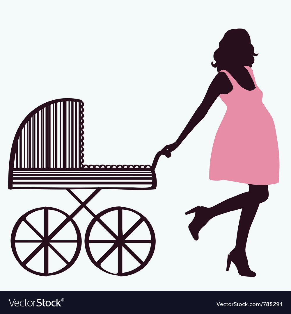 Беременная женщина с коляской