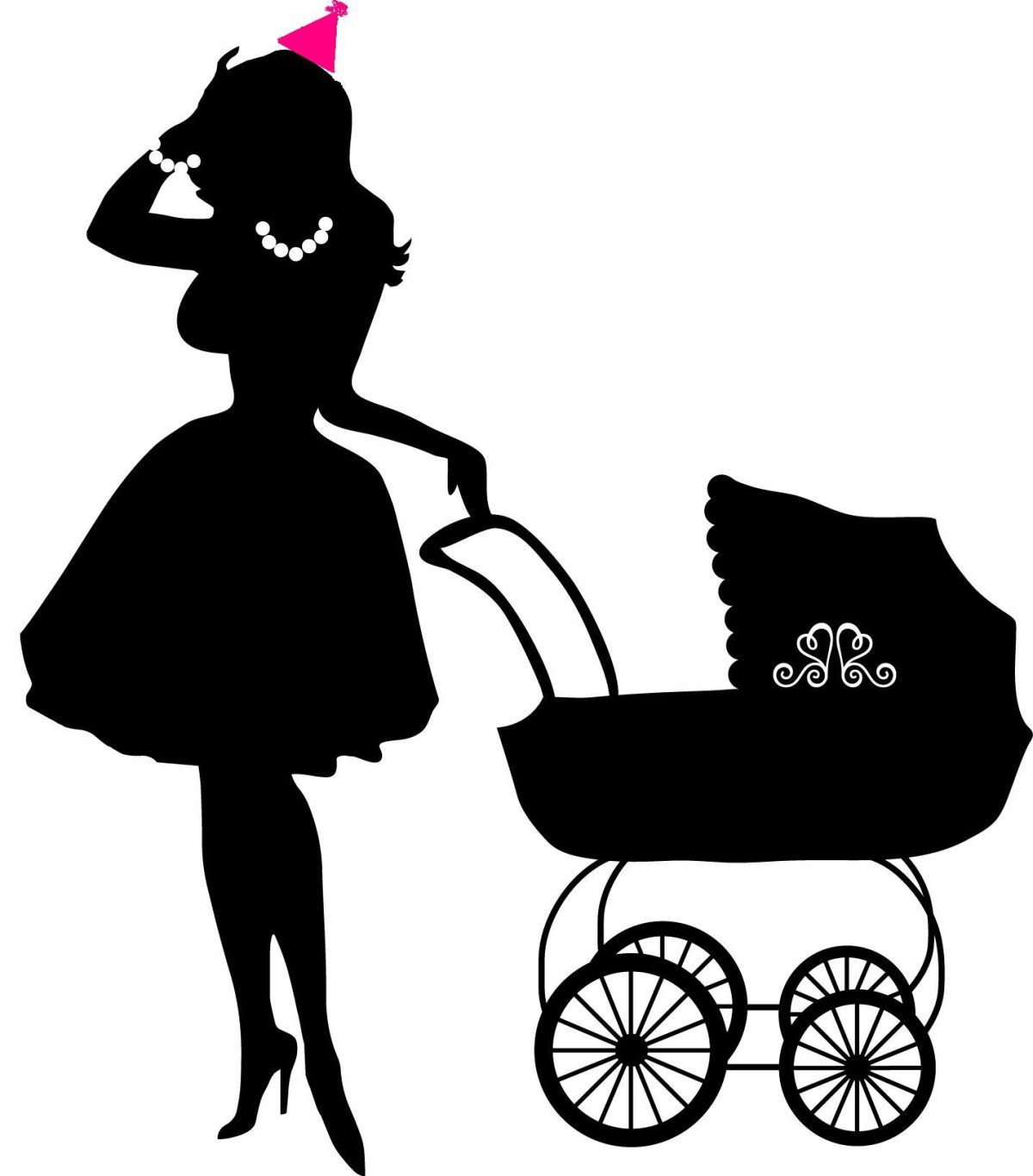 Силуэт девушки с детской коляской