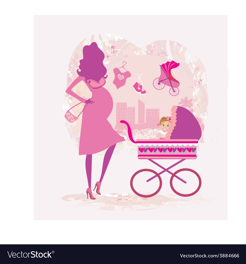 Беременная мама с коляской