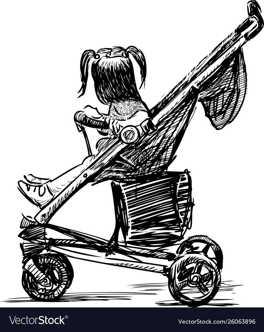 Детская коляска рисунок карандашом