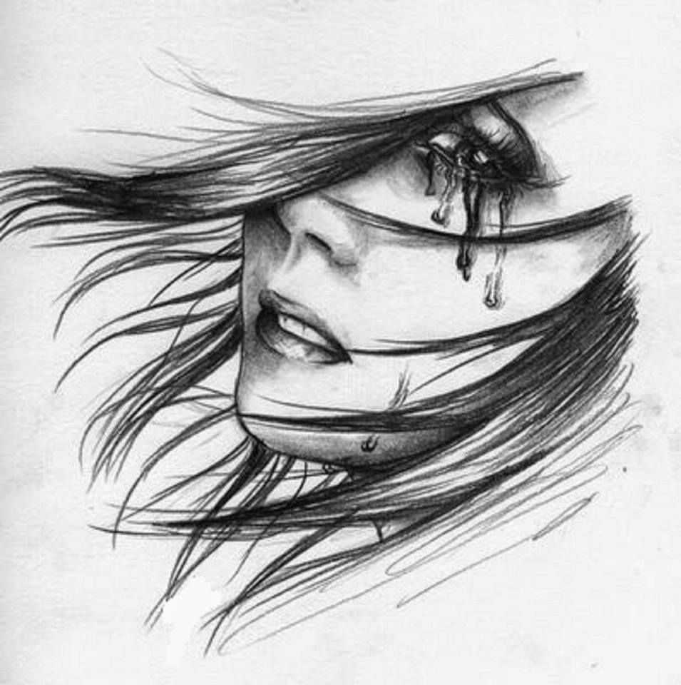 Рисунок плачущей девушки