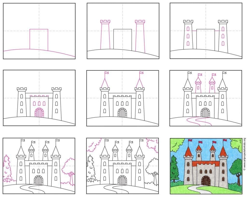 Урок рисования замок для детей