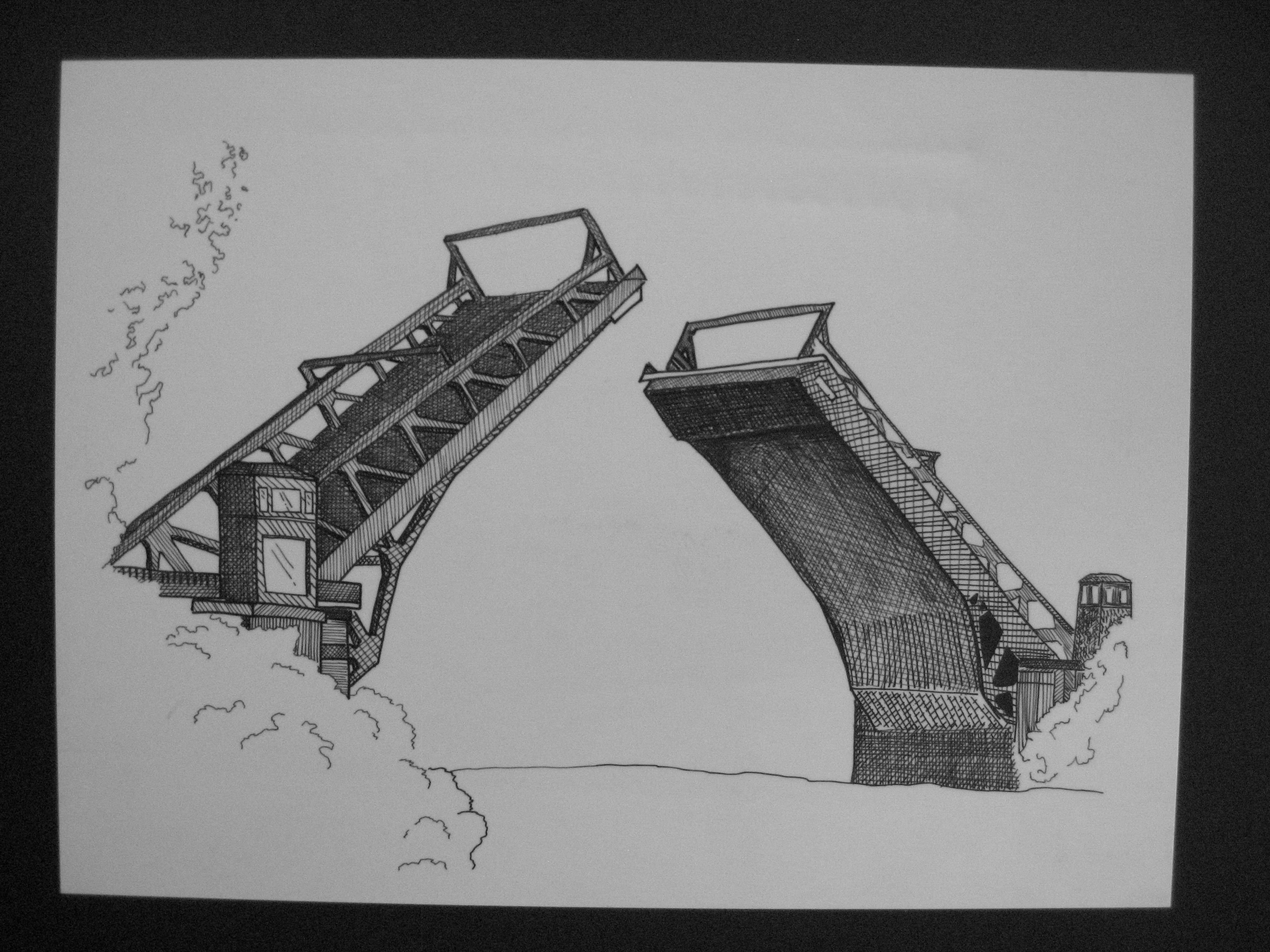 мост карандашом