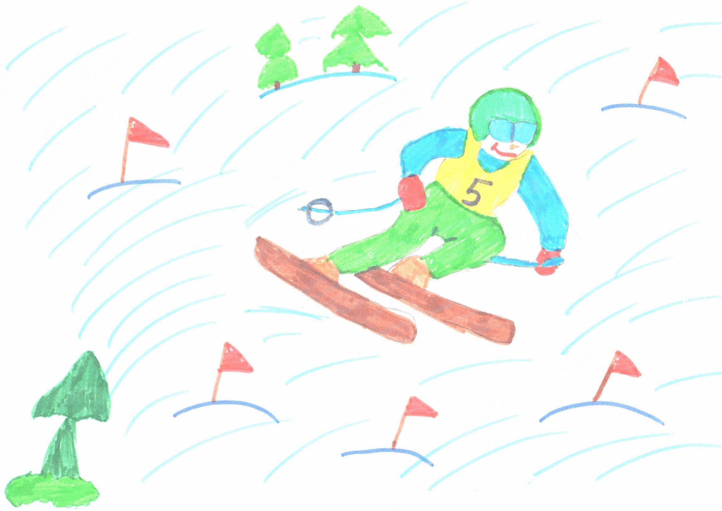 Рисование лыжник