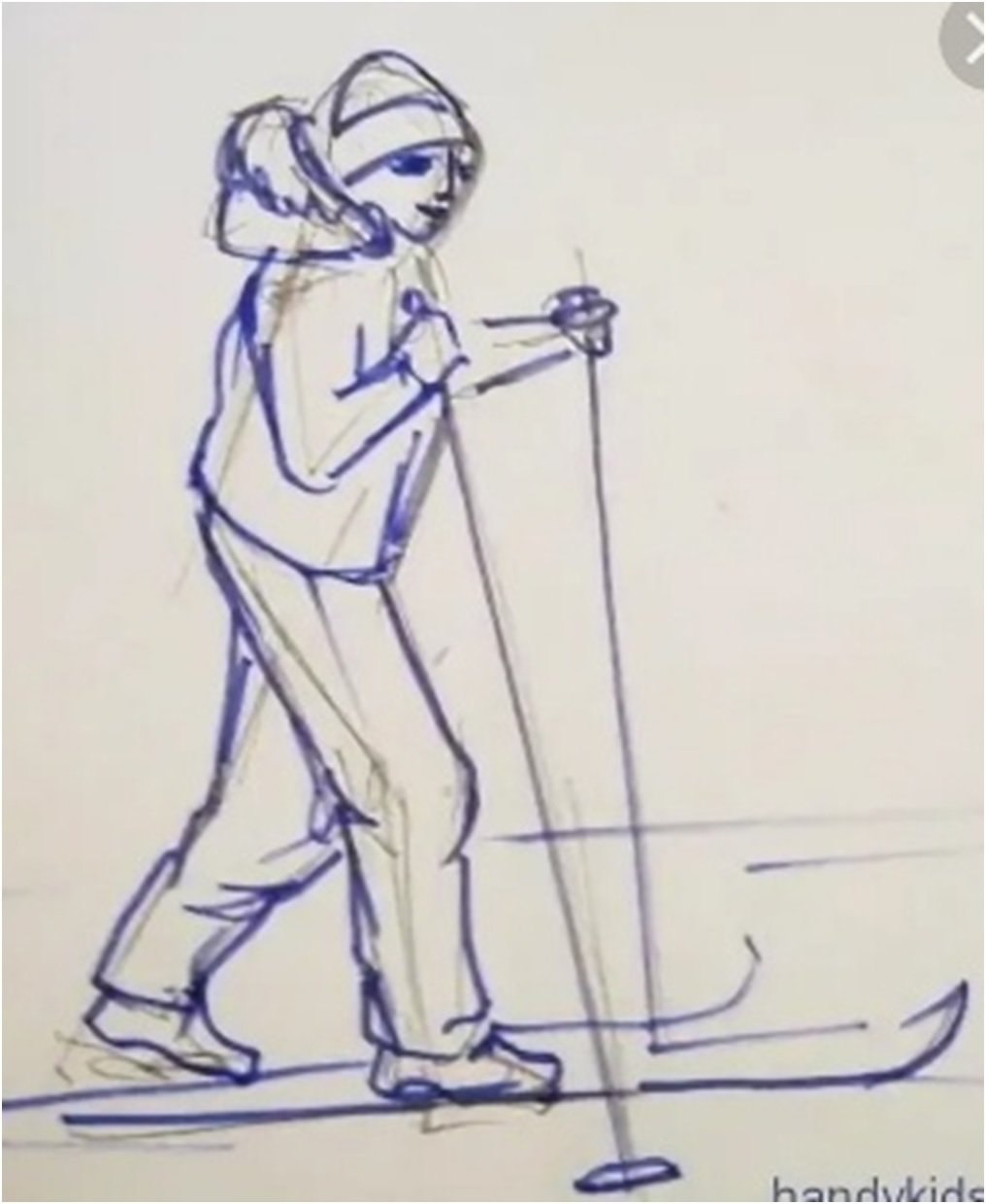 Лыжник карандашом