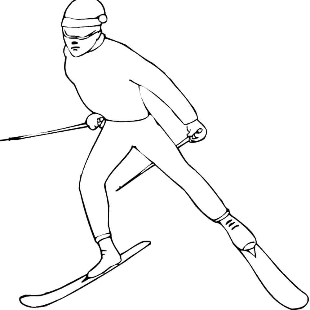 Лыжник раскраска