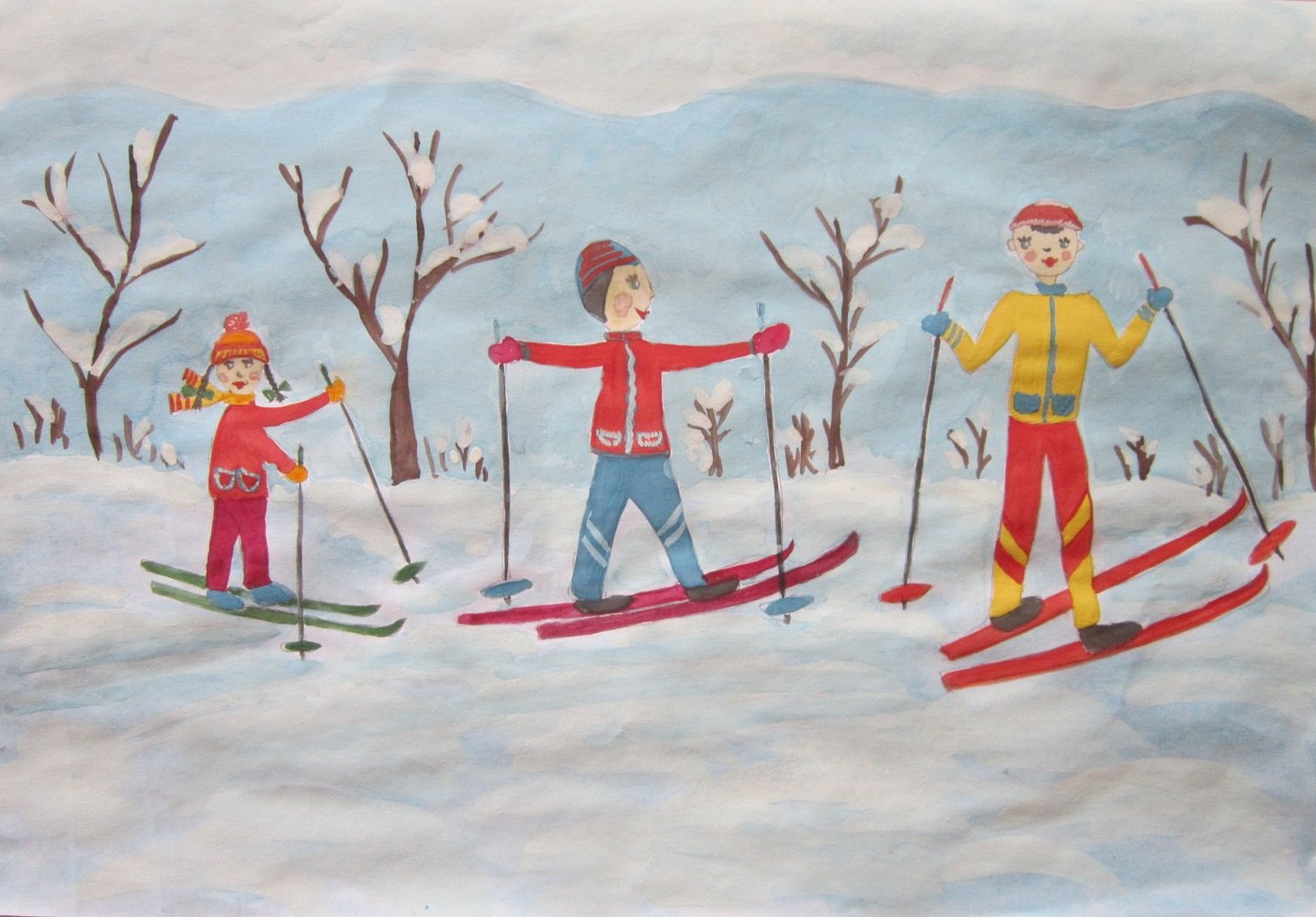 Рисование лыжная прогулка в подготовительной группе