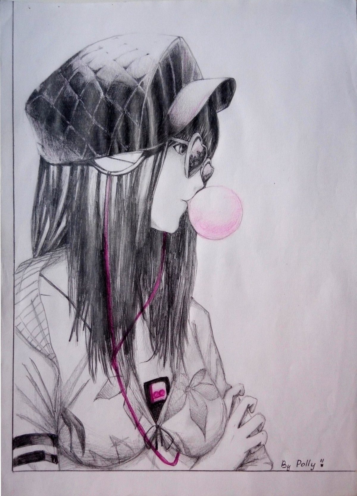 Рисунки карандашом девушка в кепке