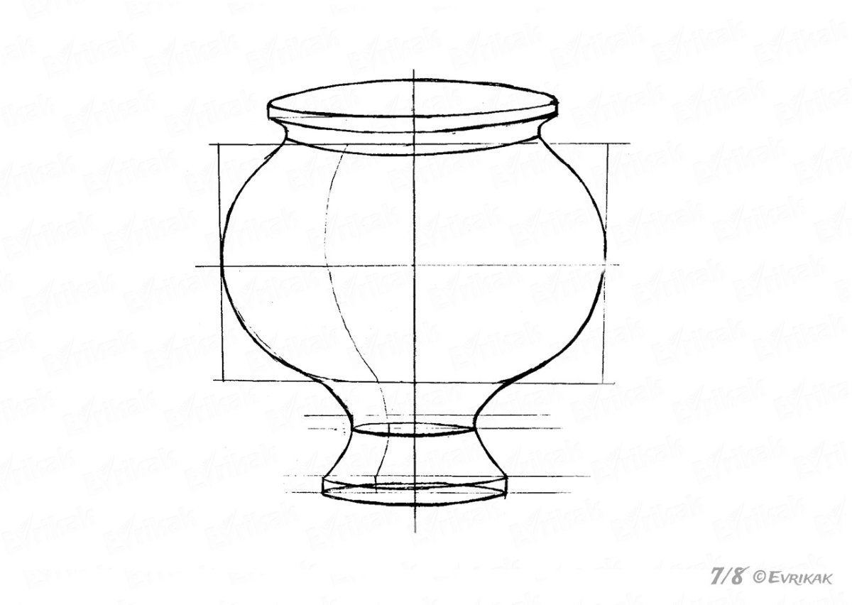 Поэтапное рисование вазы карандашом
