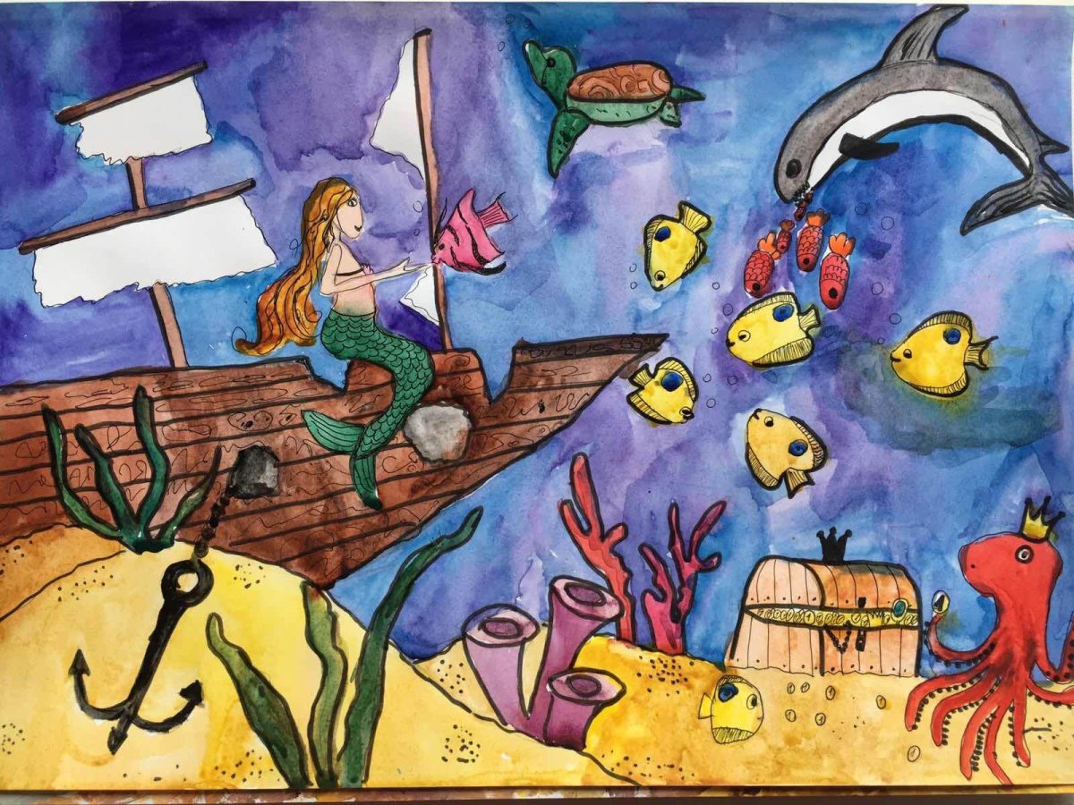Рисунок на тему подводное царство