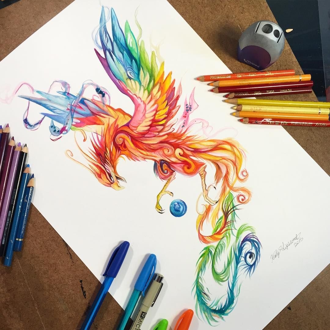 Рисунки разноцветными карандашами