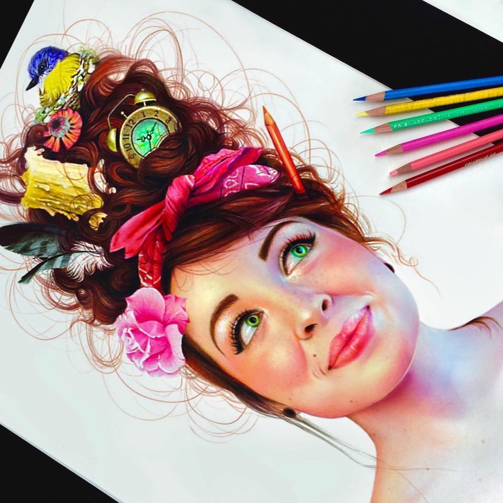 Рисунки девушек цветными карандашами - 95 фото