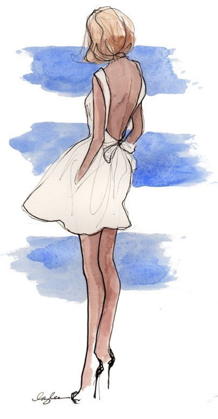Девушка в платье рисунок