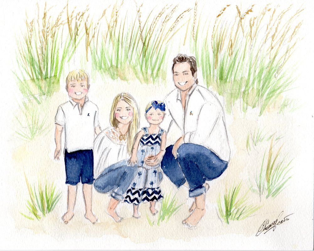 Счастливая семья рисунок акварелью