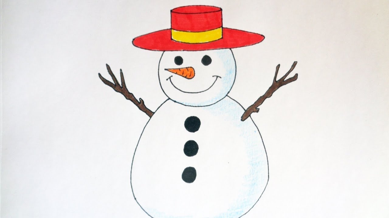 Рисование с детьми Снеговик