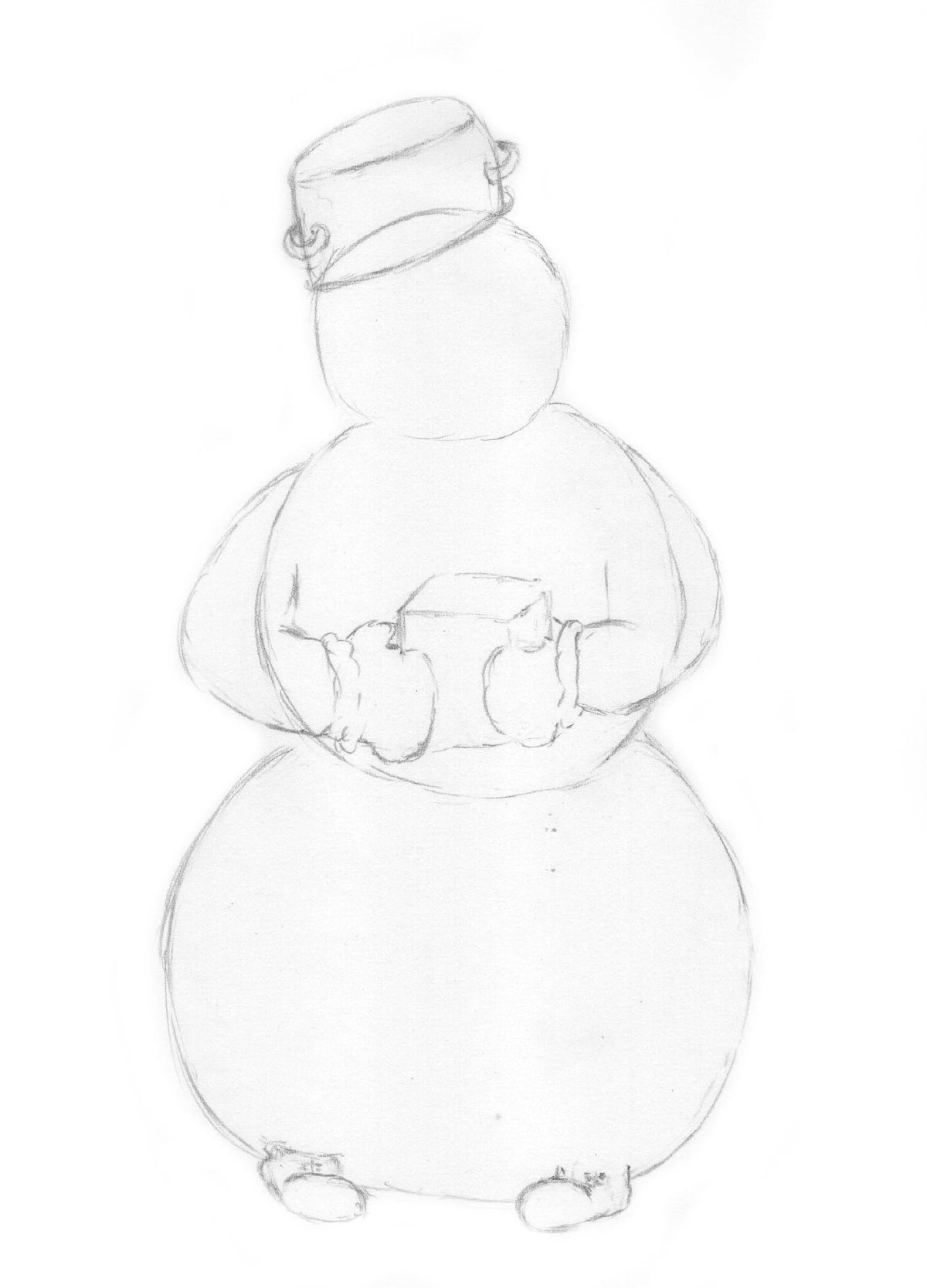 Снеговик срисовка для начинающих