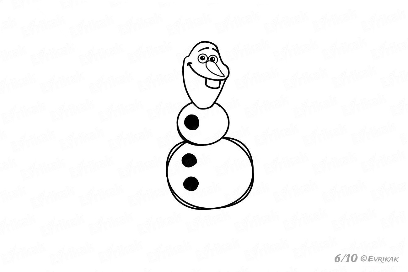 Снеговик Олаф рисунок пошагово