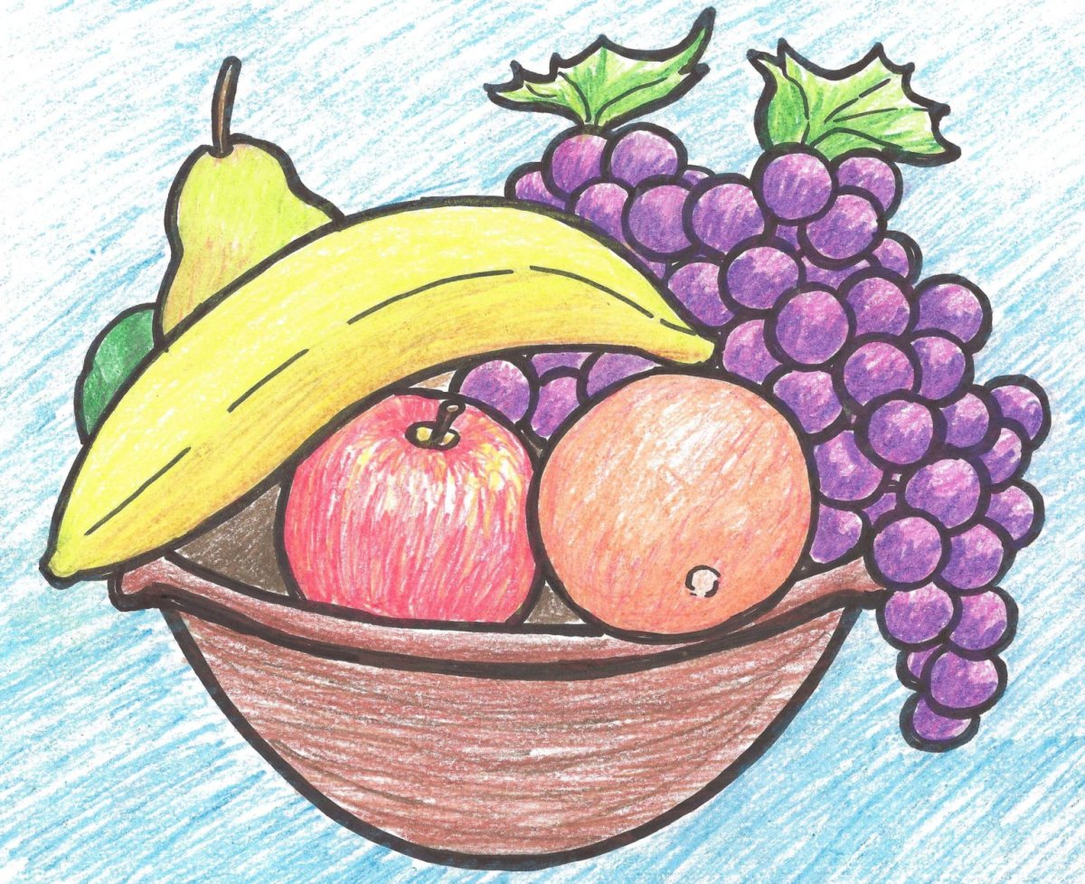 Натюрморт из овощей и фруктов рисунок