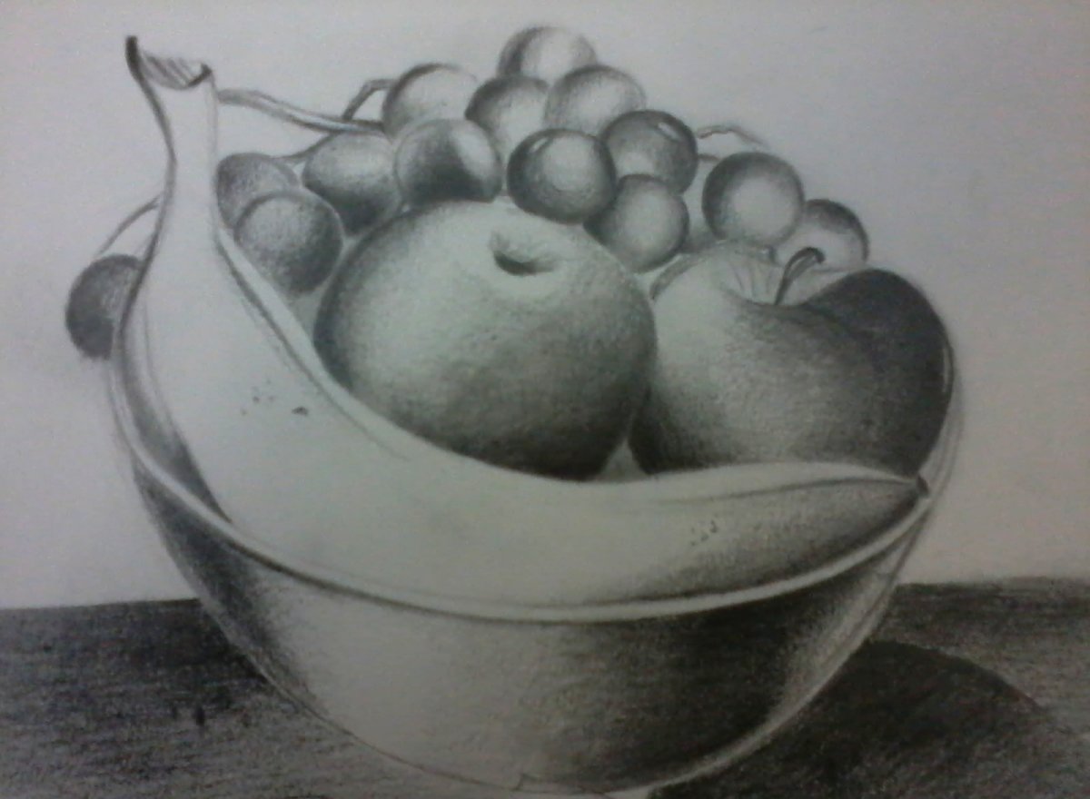 Ваза с фруктами рисунок