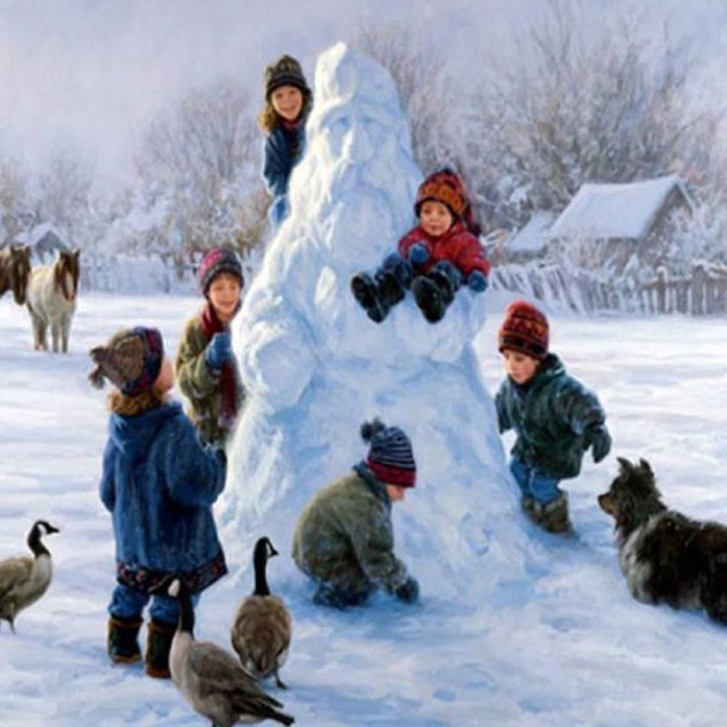 Картина фотосессия вечерние зимние забавы детей