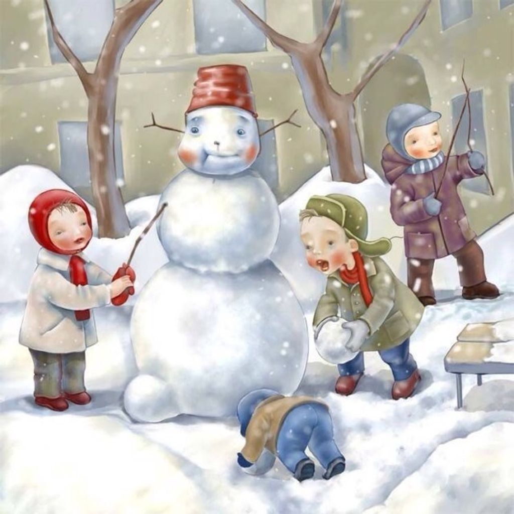 «Дети лепят снеговика», Чарльз Пайл