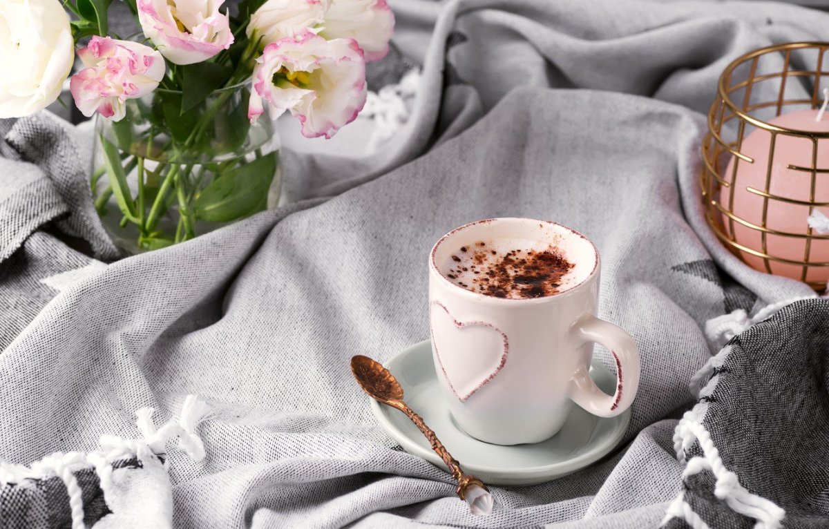 Красивые фото кофе с цветами и кофе