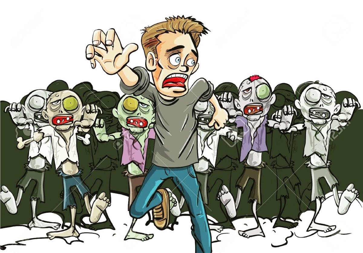 Человек против толпы зомби