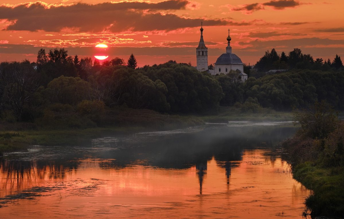 Вечерняя река картинки