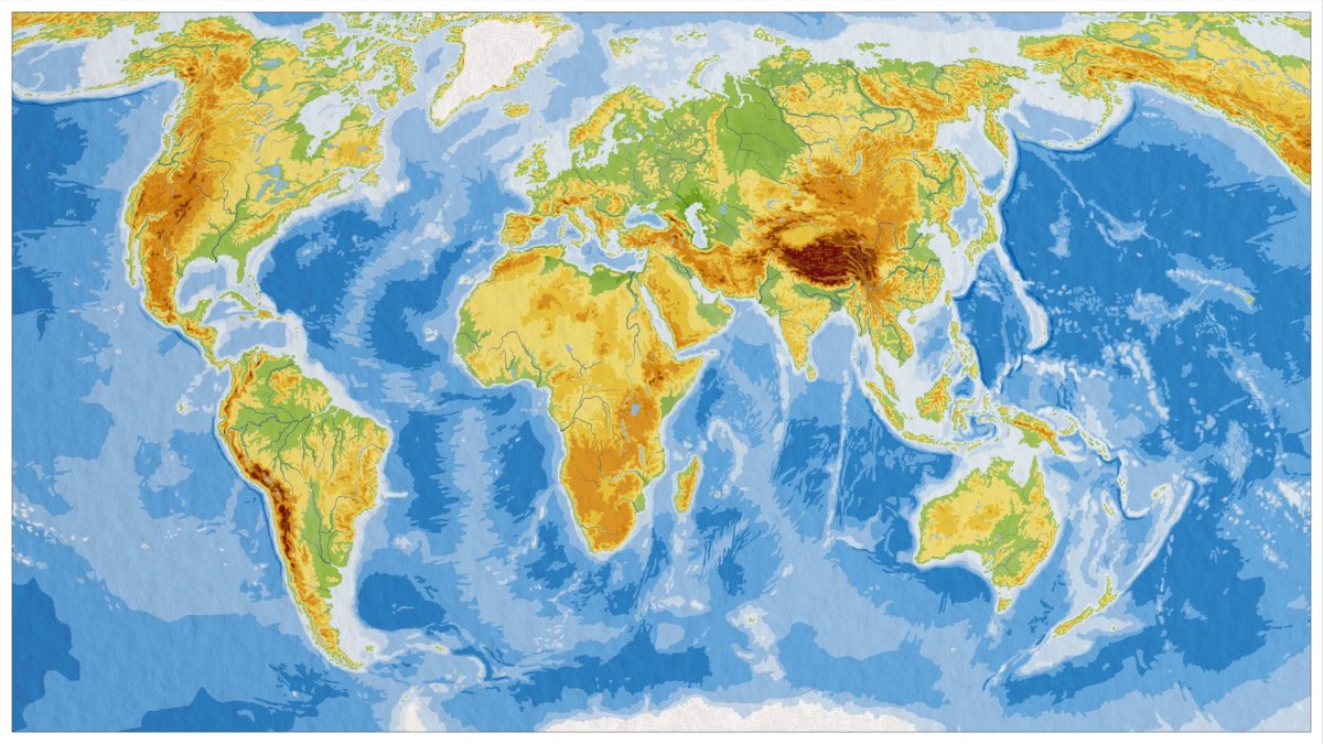 Физическая карта мира в хорошем качестве крупным