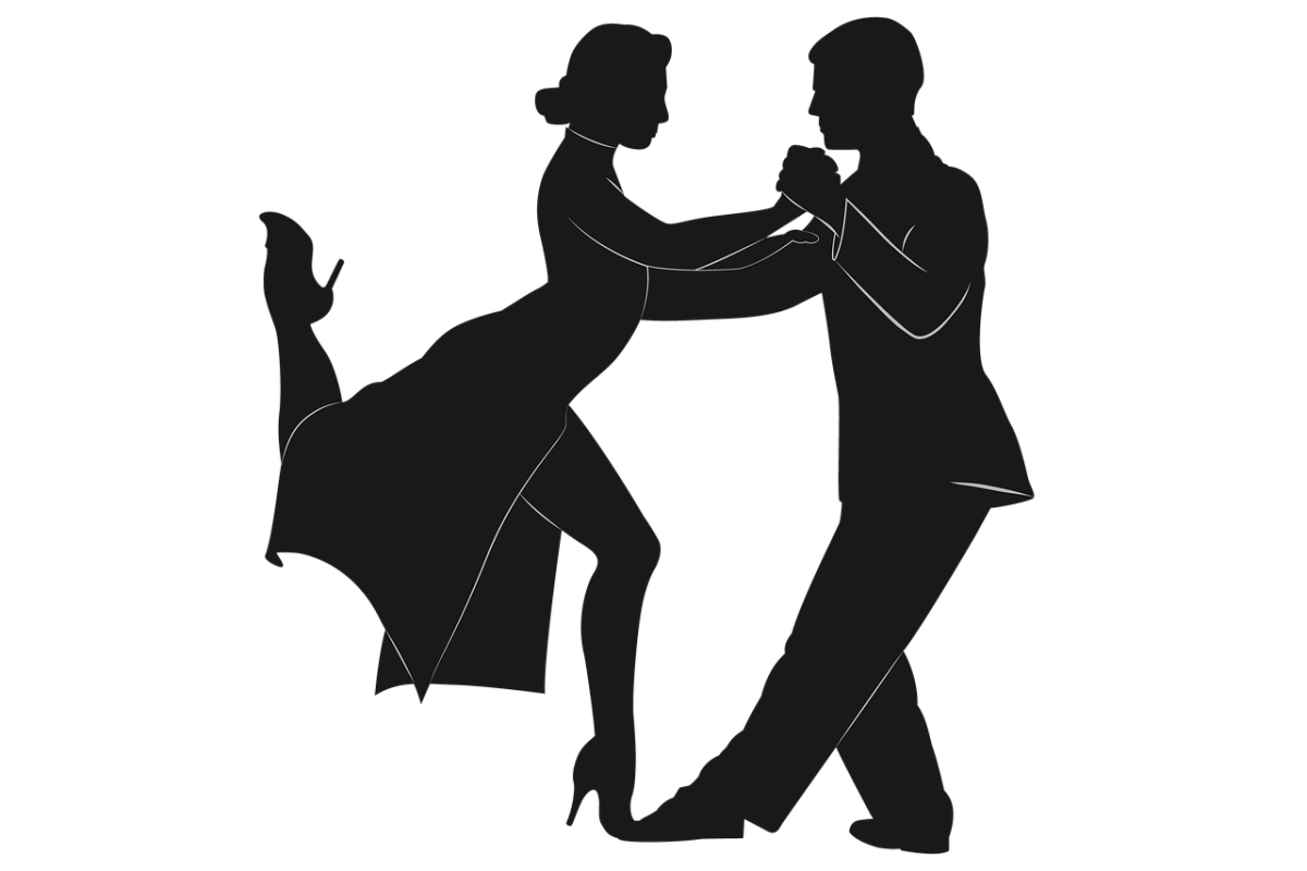 Танцующая пара силуэт фото