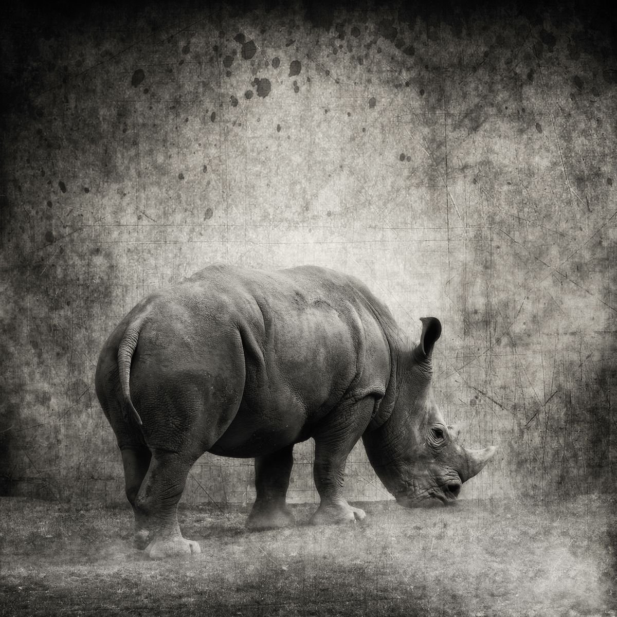 Носорог черно белый