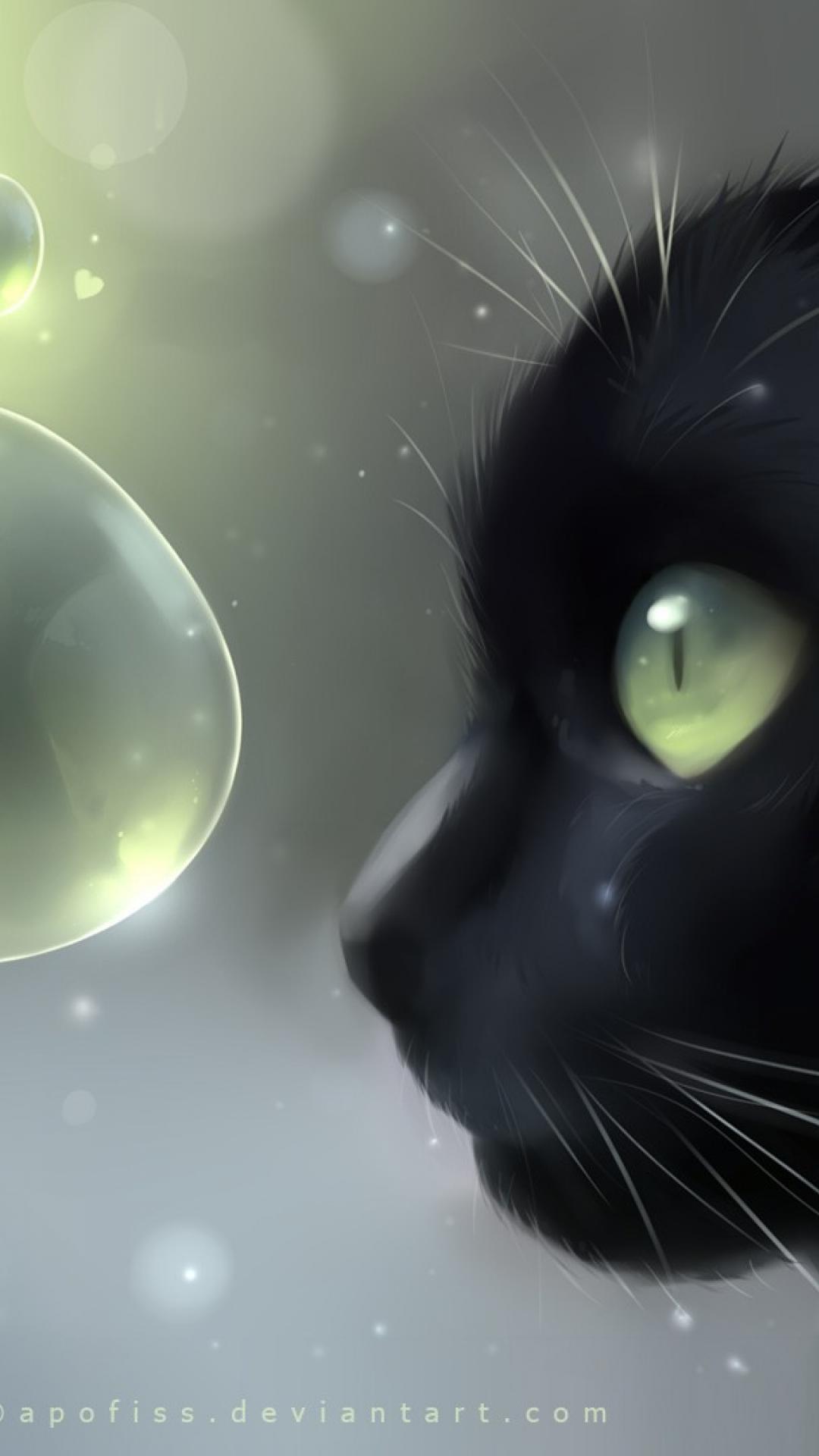 Черный котик арт