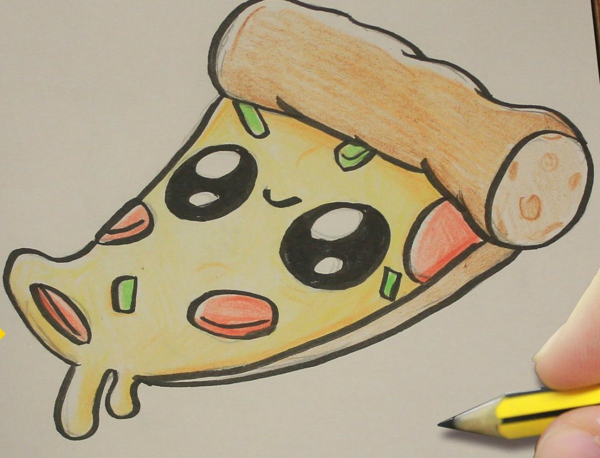 Милые рисунки легкие пицца
