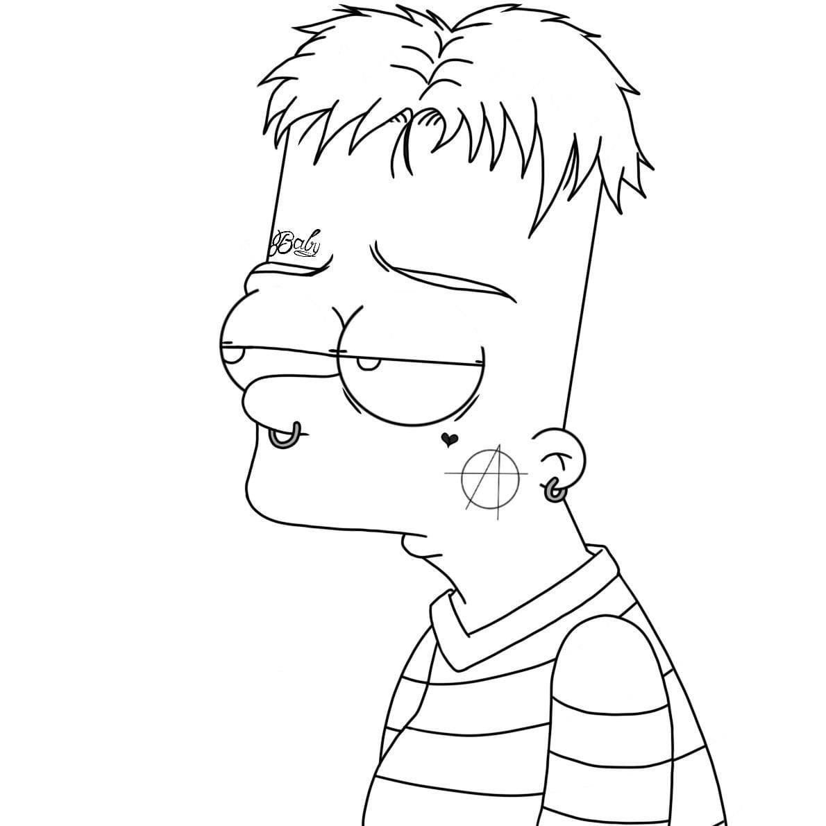 Барт симпсон грустный раскраска
