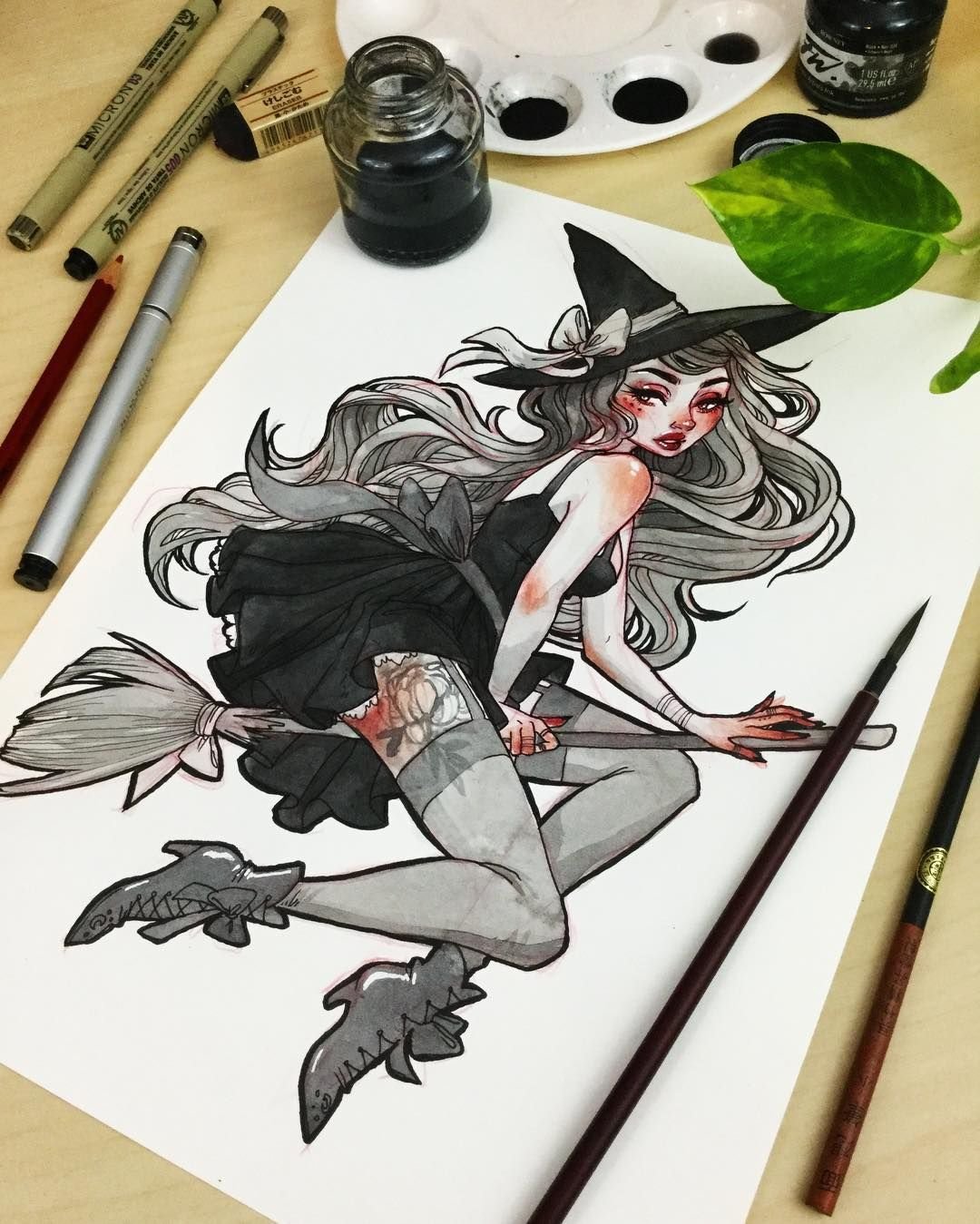 Рисунки для срисовки ведьмочки