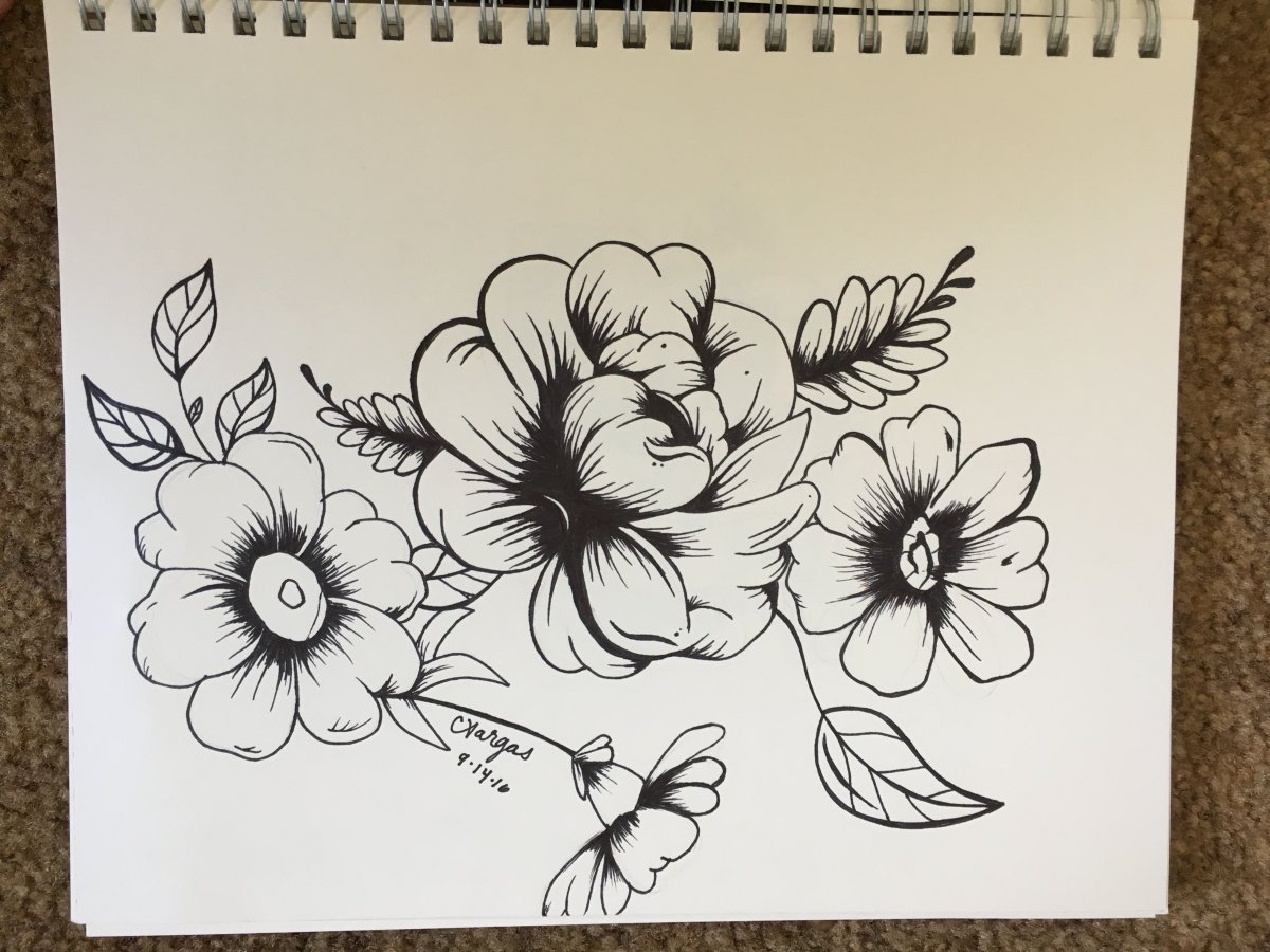 Рисунки ручкой цветы