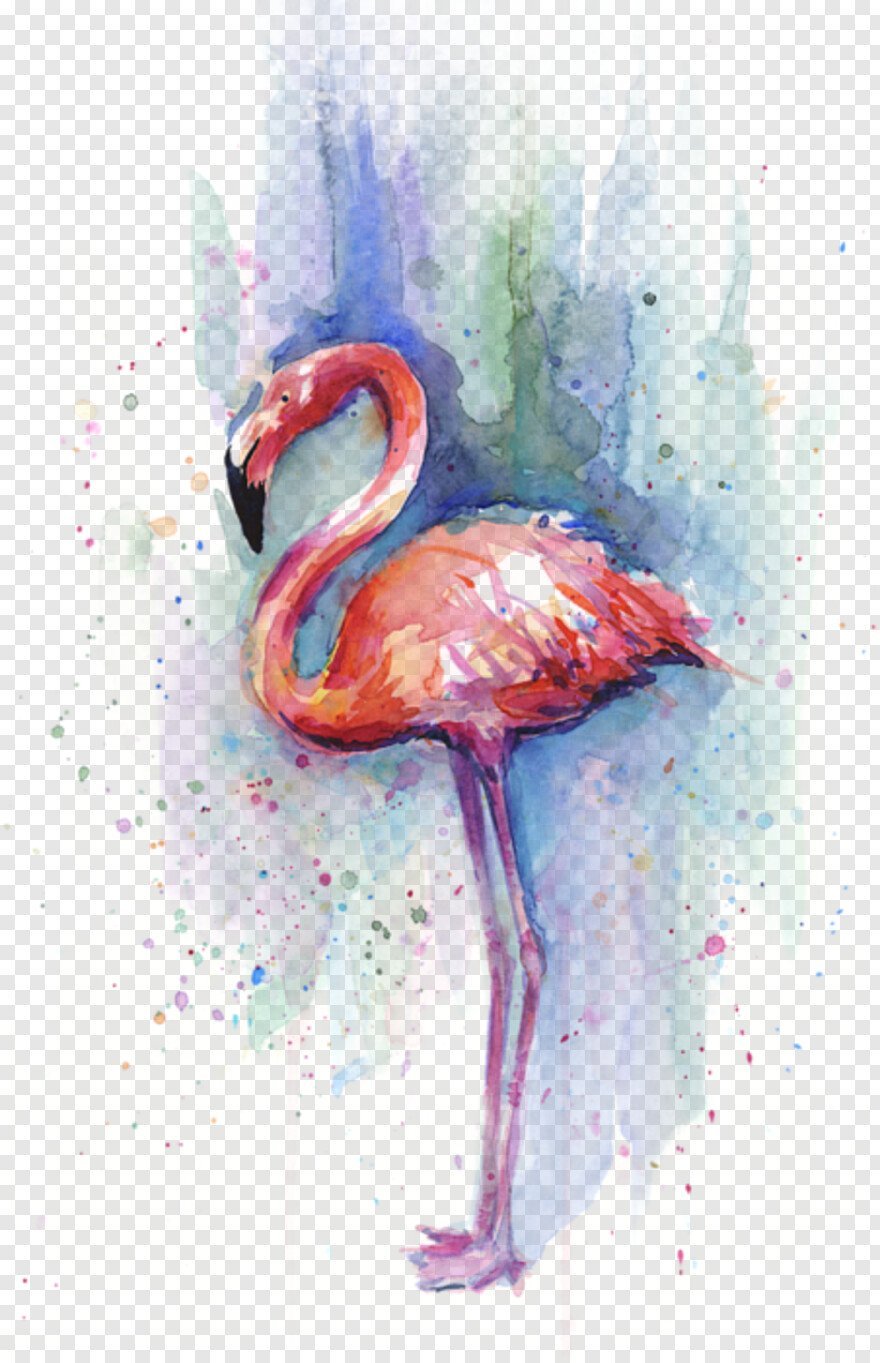 Фламинго скетч акварельный