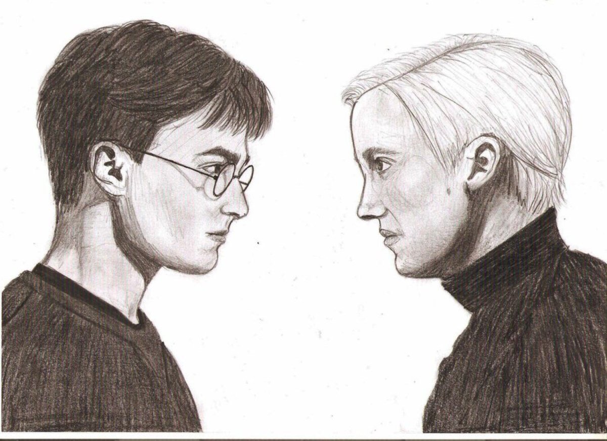 Гарри Поттер и Драко Малфой рисунки