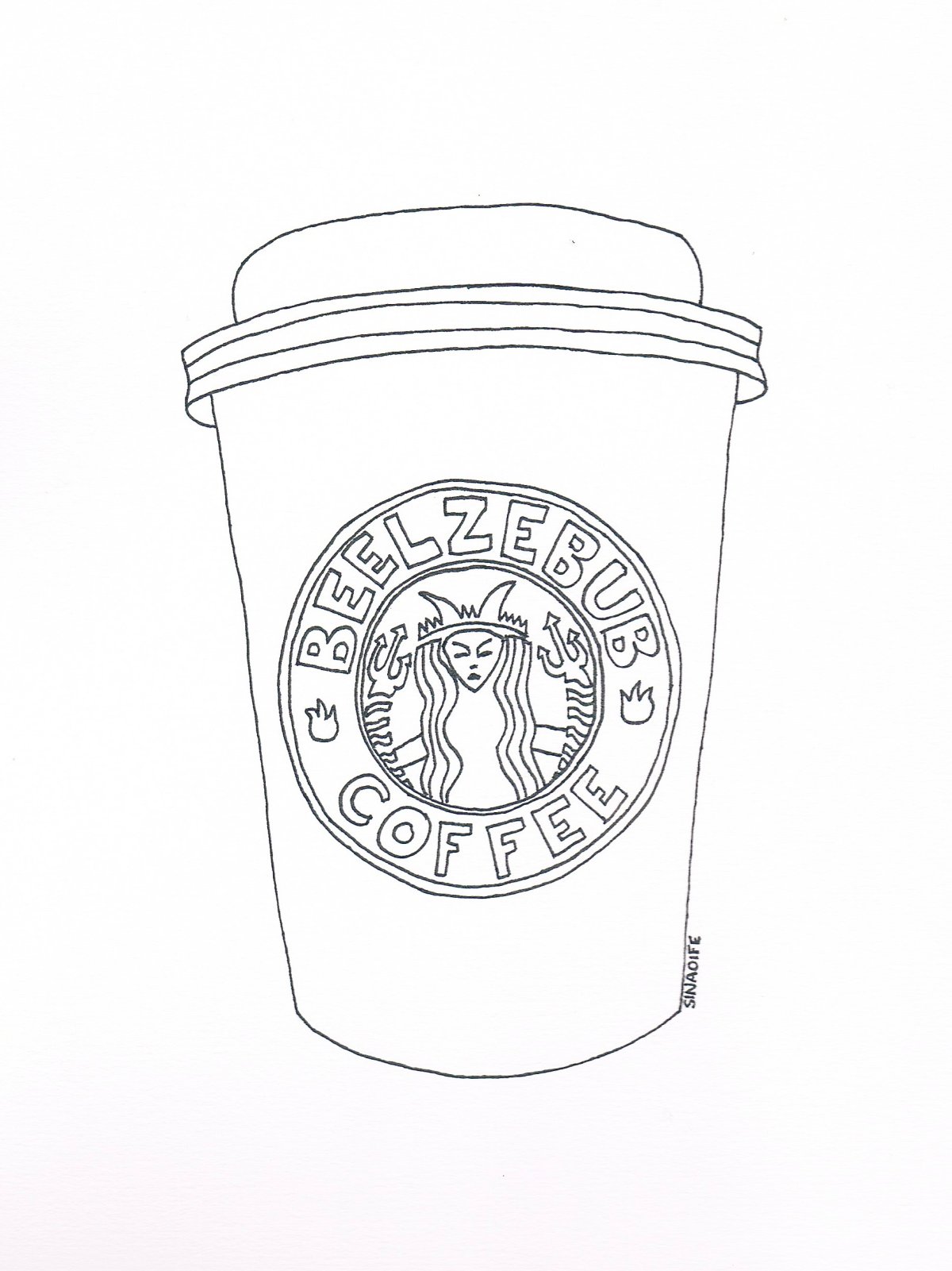 Раскраска кофе в стаканчике Старбакс