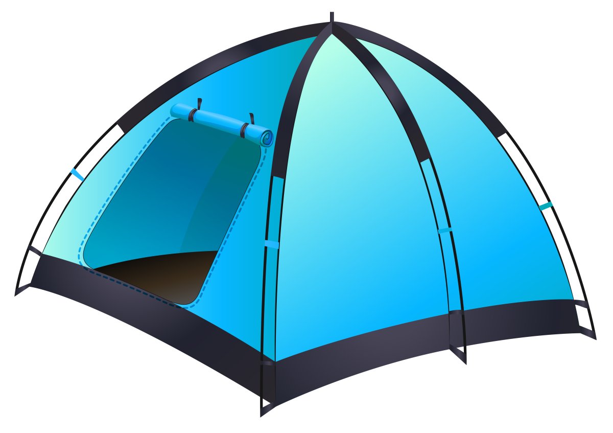 Палатка синяя рисованная