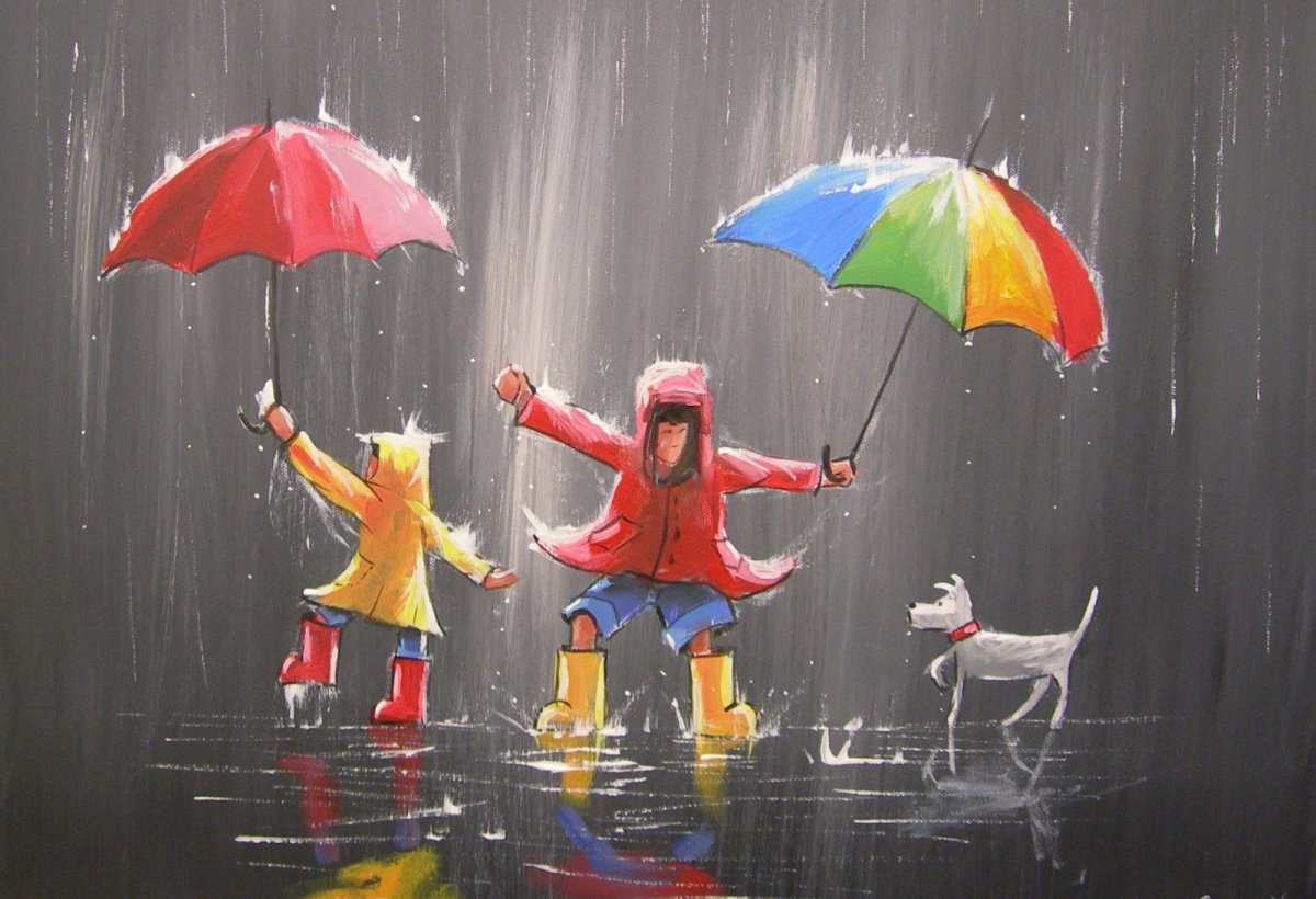 Зонтик под дождем